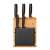 Fiskars Functional Form knife block with 5 knives, bamboo and black, kitchen knives, chef's knife, santoku knife, bread knife, paring knife, tomato knife