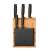 Fiskars Functional Form knife block with 5 knives, bamboo and black, kitchen knives, chef's knife, santoku knife, bread knife, paring knife, tomato knife