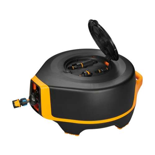 Fiskars XL automata tömlődob 25m tömlővel, fekete, 360 fokos forgás, könnyen használható, minden tartozékkal