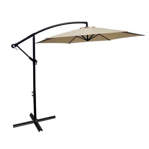 Pepita Havana beige cantilever patio umbrella isolated on white