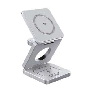 BLITZWOLF BW-IW30 asztali töltőállvány 3in1 (20W, wireless, gyorstöltő, MagSafe, Apple Watch töltő) EZÜST Apple iPhone 8 4.7, iPhone 8 Plus 5.5, iPhone X 5.8 110136990 - BlitzWolf