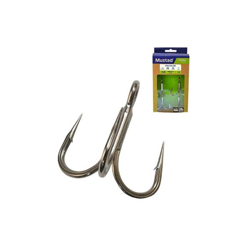 MUSTAD UN INLINE TREBLE - 5X STRONG TITAN STEEL 1/0 4DB/CS 147236384 - Mustad