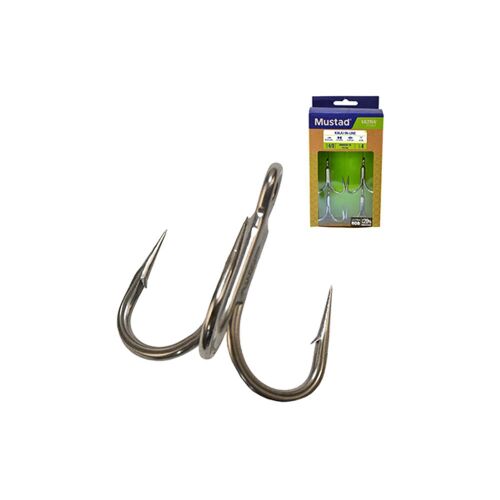 MUSTAD UN INLINE TREBLE - 5X STRONG TITAN STEEL 3/0 4DB/CS 147236354