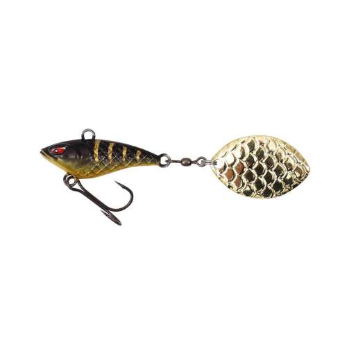 Mikado M-Tail Black Tiger 9g Spinner, fekete és arany hal designú horgászcsali arany kanállal - Körforgó és támolygó villantó