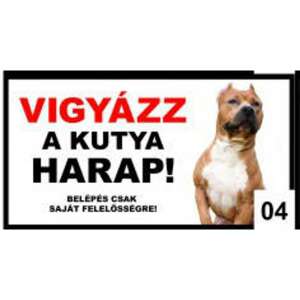 Kutyatábla - fém (amstaff vágott füllel) 20x40cm 110140566 - Jelölés & Figyelmeztetés