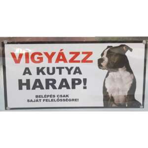 Kutyatábla - műanyag (amstaff natúr füllel) 9x13cm 110140586 - Jelölés & Figyelmeztetés