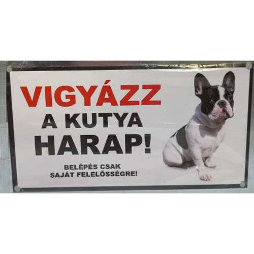 Kutyatábla - fém (francia bulldog ülő) 9x13 cm 110140848
