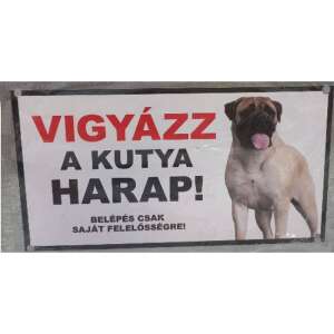 Kutyatábla - fém (bullmasztiff) 9x13 cm 110140906 - Jelölés & Figyelmeztetés