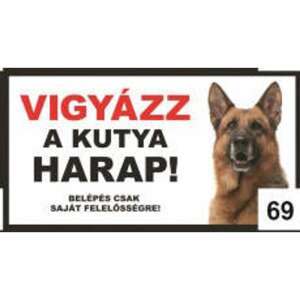 Kutyatábla - műanyag  (németjuhász fej) 20x40cm 110141166 - Jelölés & Figyelmeztetés