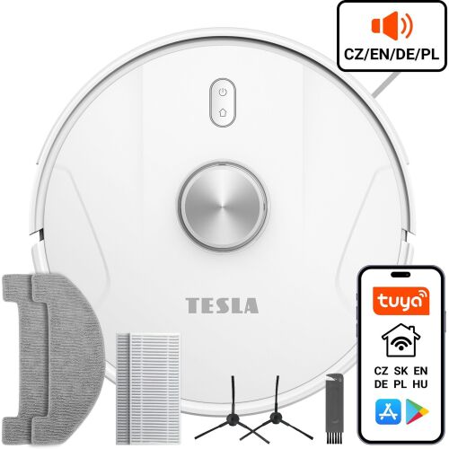 Tesla Robostar IQ700 Saugroboter mit Zubehör, Lasernavigation, Nass- und Trockenwischen