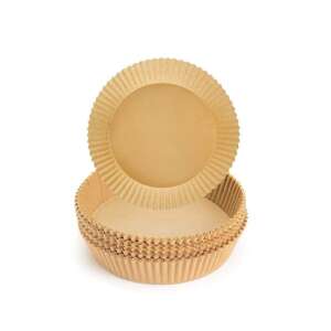 300 darabos NEXTLY sütőpapír készlet Air Fryerhez, mikrohullámú sütőhöz, fritőzhöz, eldobható, 16x4,5 cm, hőálló 220°C, kerek, barna