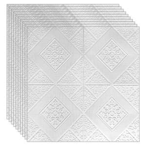 Panouri de perete autoadezive 3D NEXTLY, model romb alb, stivă de plăci - Construcții și renovări