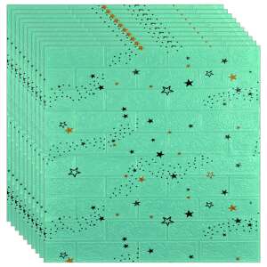 NEXTLY plăci de tapet autoadezive 3D, design cărămidă cu model de stele, verde mentă - Construcții și renovări