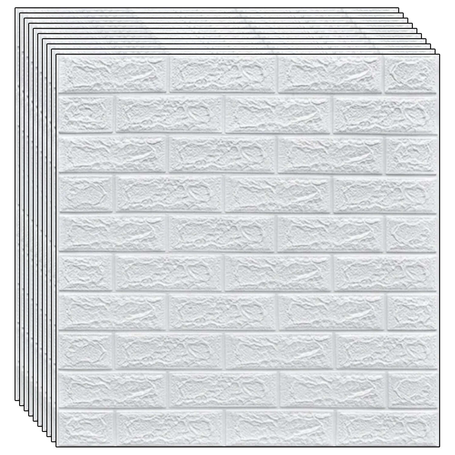 Set 10 x tapet autoadeziv 3D NEXTLY, pentru tavan/perete, design caramida, waterproof, ajustabil, adeziv puternic, usor de montat, suprafata acoperire 5.3MP, 70x77 cm, alb, cod 1