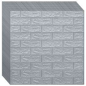 NEXTLY 3D öntapadós tapéta csempe, ezüst tégla design, 10 darabos - Nextly