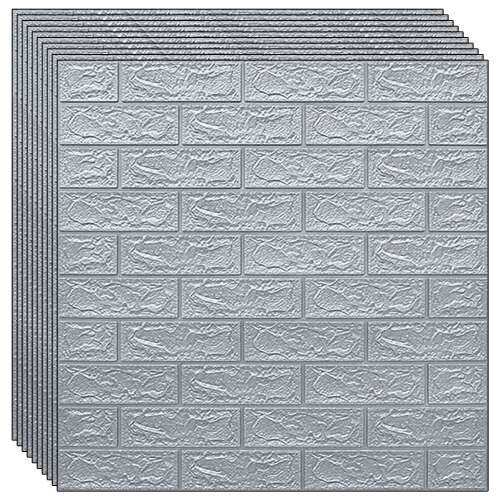 40 db-os NEXTLY 3D öntapadós fal/mennyezet tapéta, mennyezetre/falra, tégla design, vízálló, állítható, erős ragasztó, könnyen felszerelhető, 21.2MP fedés, 70x77 cm, ezüst, kód 2