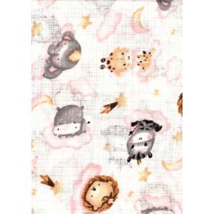 Mintás textil pelenka 1db-os - Cuki állatok rózsaszín 110248296 - Textil pelenka