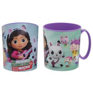 Netflix Gabby's Dollhouse mikrovlnná plastová šálka, 390 ml, s Gabby a jej mačacími priateľmi. - Detské hrnčeky, poháre