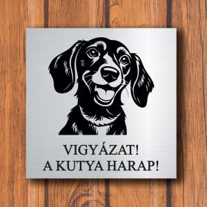 Vigyázz a kutya harap tábla, harapós kutya felirat, figyelmeztető tábla, 20x20 cm