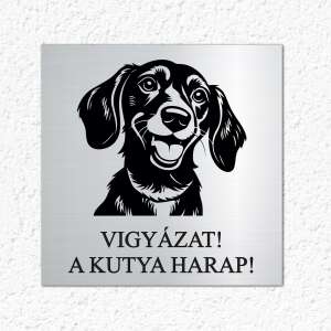 Vigyázz a kutya harap tábla, harapós kutya felirat, figyelmeztető tábla, 25x25 cm