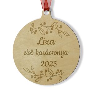 Kisgyerek első karácsonya névre szóló karácsonyfadísz fából, lézervágott egyedi dekoráció