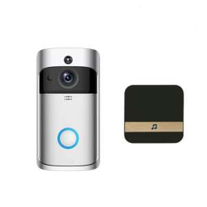 Sonerie video inteligentă VIANS, Argintiu, 1080P HD, Fără fir, Detectare mișcare, Convorbire bidirecțională, Control aplicație - Interfoane