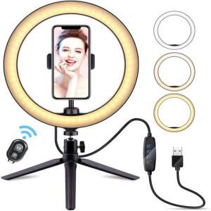 Seming Ring Light QX-260 10 инчова/26 см LED кръгла лампа със статив и дистанционно управление за перфектни селфита и грим - LED кръгла светлина и кръгла лампа