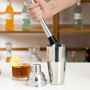 Kompletny zestaw barmański Lewe MC-M12, Stojak bambusowy, 12 sztuk, 750 ml Zestaw barmański do przygotowywania drinków, Stal nierdzewna 110291893 - Zestaw do przygotowywania koktajli