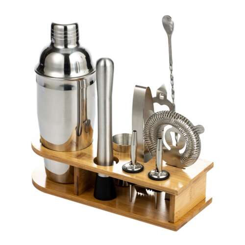Komplettes Barkeeper-Set Lewei MC-10, Bambusständer, 10 Stück, 550 ml, Maße 17,3 x 13 x 28,5 cm, Barkeeper-Set für die Zubereitung von Getränken, Edelstahl 110291983
