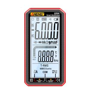 ANENG 620A Smart Multimeter, Vorderansicht, Darstellung des Displays und der Bedienelemente - Aneng