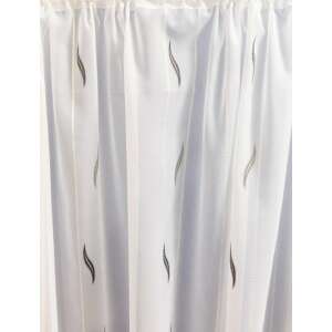 Fehér Voila készfüggöny ezüst antracit levél mintával, 140x190cm - Függöny