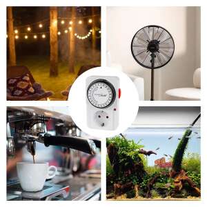 Mechaniczny timer Greenblue GB360F, 48 programów, 16A, IP20, przykłady zastosowań - Timer z wyłącznikiem czasowym