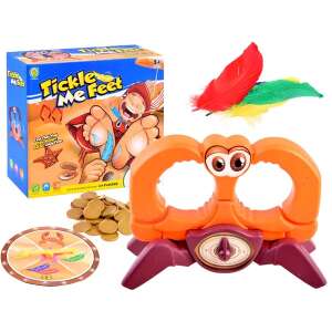 Set de joc de societate Tickle Me Feet cu mașină de crab, pene și monede - Jocuri de îndemânare în aer liber