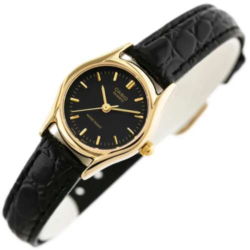 Casio LTP-1094Q-1ARDF női karóra, ferde nézet, arany és fekete