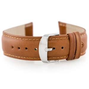 Pasek do zegarka skórzany brązowy W83, 24 mm ze srebrną klamrą - Akcesoria do zegarków