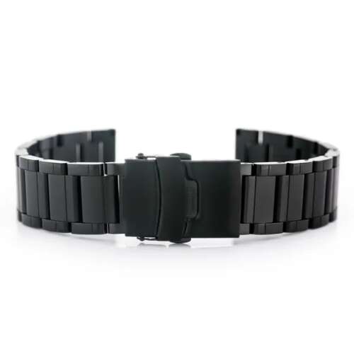 Fekete PVD acél óraszíj 20/18 mm, 195 mm hossz, max 17,5 cm csukló 110295769 - Karóra kiegészítő
