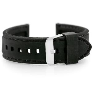 Fekete U20 28mm czarny gumowy pasek do zegarka ze srebrną klamrą - Akcesoria do zegarków