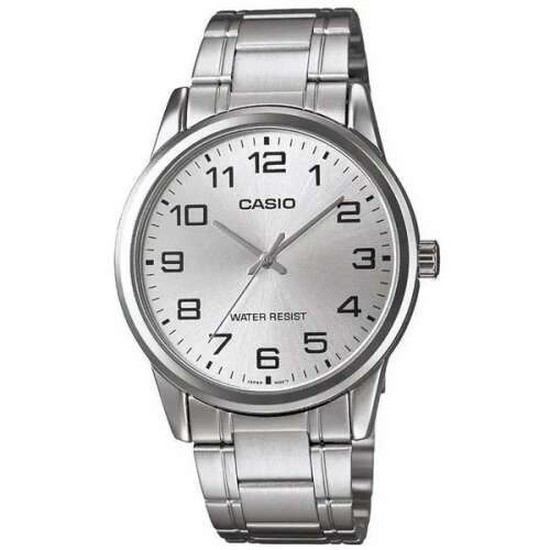 Casio MTP-V001D-7B Herrenuhr Silber Edelstahl mit weißem Zifferblatt