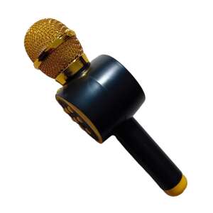 Vizualizare unghiulară a microfonului karaoke NEXTLY V11, microfon wireless negru și auriu - Microfoane