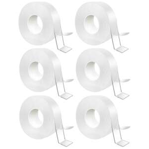 NEXTLY Set 6 role de bandă adezivă dublu adezivă transparentă, adeziv puternic, impermeabilă - Benzi adezive