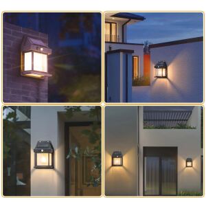 Napelemes kültéri lámpa NEXTLY izzóval, 3 üzemmóddal, mozgás- és fényérzékelővel, készenléti, meleg fény, vízálló, fekete színű.