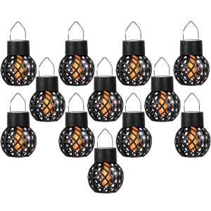 NEXTLY Комплект от 12 соларни висящи лампи с ефект на пламък - Слънчев фенер