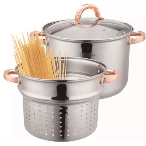 Spagetti fazék Klausberg KB 7739, 24 cm, 7 l, 3 részes, Indukciós, Ezüst/rózsa arany