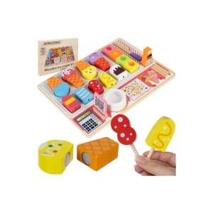 Kruzzel Holzs Eiscreme Spielzeug Set, 27 Teile, bunte Eisformen, Rollenspiel, Lernspielzeug für Kinder - Kruzzel