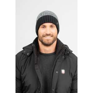 Budmil LAURO férfi téli sapka, fekete-szürke kötött beanie - Férfi sapka
