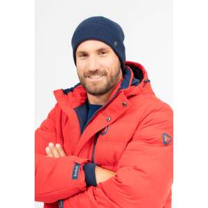 Budmil Kajetan sötétkék férfi kötött sapka piros kabáttal - Férfi sapka