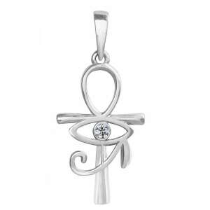 Pandantiv cruce Ankh din argint cu ochiul lui Horus și zirconiu cubic - Accesorii pentru femei