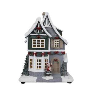 Zenélő világító karácsonyi házikó LED 28cm 110372489 - Nonbrand Karácsonyi dekoráció