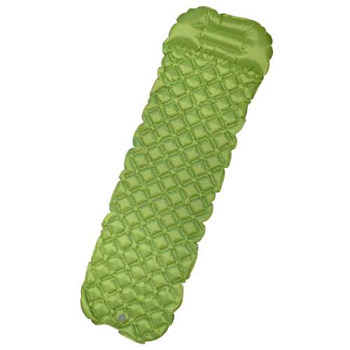 Zöld felfújható kemping matrac beépített párnával