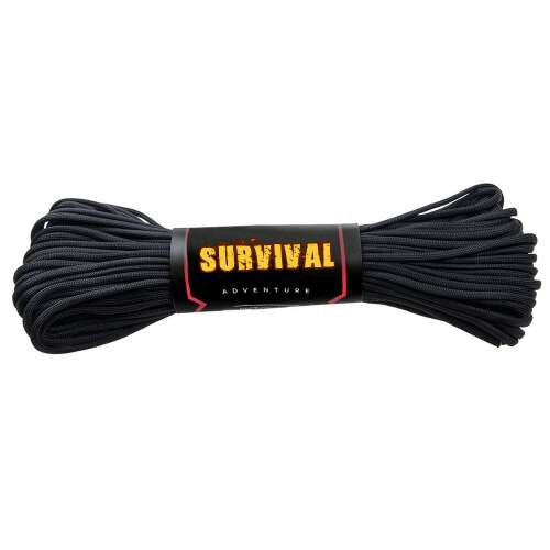 Paracordové lano IdeallStore®, Adventure Survival, 30 metrov, čierne, 200 g 110374303
